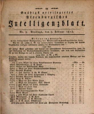 Gnädigst privilegirtes Altenburgisches Intelligenzblatt Dienstag 3. Februar 1818