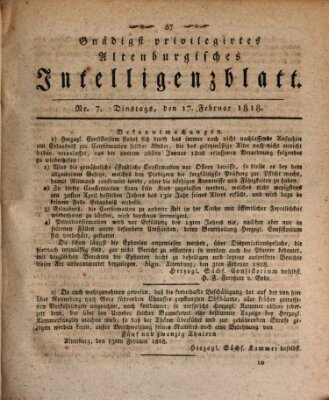 Gnädigst privilegirtes Altenburgisches Intelligenzblatt Dienstag 17. Februar 1818