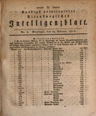 Gnädigst privilegirtes Altenburgisches Intelligenzblatt Dienstag 24. Februar 1818