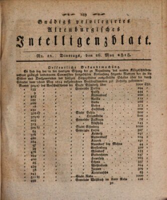 Gnädigst privilegirtes Altenburgisches Intelligenzblatt Dienstag 26. Mai 1818