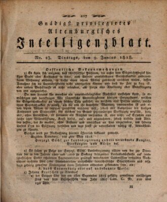 Gnädigst privilegirtes Altenburgisches Intelligenzblatt Dienstag 9. Juni 1818