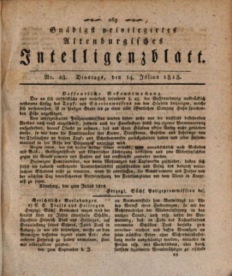 Gnädigst privilegirtes Altenburgisches Intelligenzblatt Dienstag 14. Juli 1818
