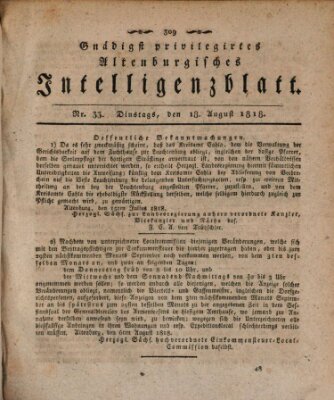 Gnädigst privilegirtes Altenburgisches Intelligenzblatt Dienstag 18. August 1818