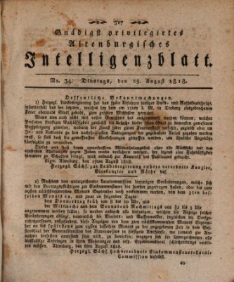 Gnädigst privilegirtes Altenburgisches Intelligenzblatt Dienstag 25. August 1818