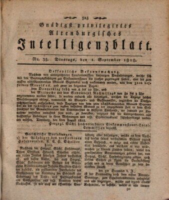 Gnädigst privilegirtes Altenburgisches Intelligenzblatt Dienstag 1. September 1818