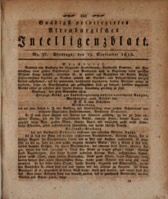 Gnädigst privilegirtes Altenburgisches Intelligenzblatt Dienstag 15. September 1818