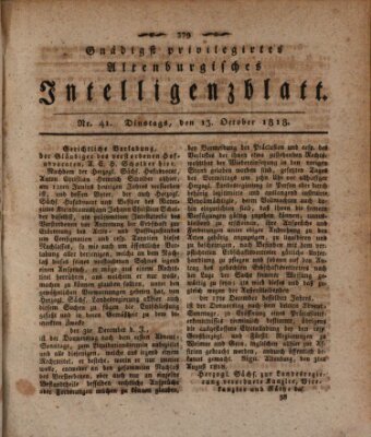 Gnädigst privilegirtes Altenburgisches Intelligenzblatt Dienstag 13. Oktober 1818