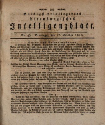 Gnädigst privilegirtes Altenburgisches Intelligenzblatt Dienstag 27. Oktober 1818