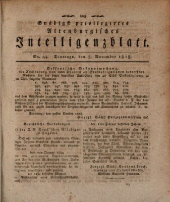 Gnädigst privilegirtes Altenburgisches Intelligenzblatt Dienstag 3. November 1818