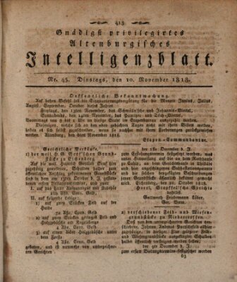 Gnädigst privilegirtes Altenburgisches Intelligenzblatt Dienstag 10. November 1818