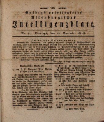 Gnädigst privilegirtes Altenburgisches Intelligenzblatt Dienstag 22. Dezember 1818