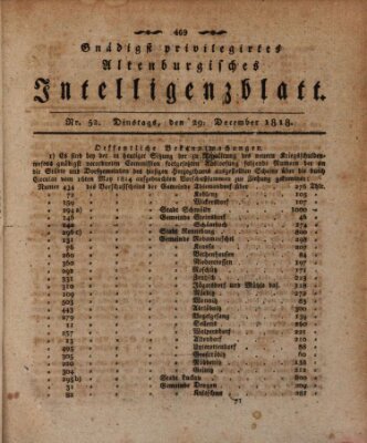 Gnädigst privilegirtes Altenburgisches Intelligenzblatt Dienstag 29. Dezember 1818