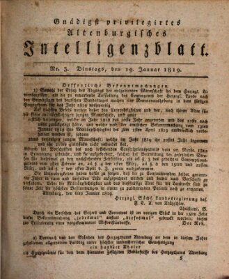 Gnädigst privilegirtes Altenburgisches Intelligenzblatt Dienstag 19. Januar 1819