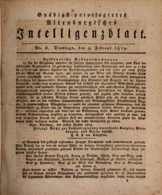 Gnädigst privilegirtes Altenburgisches Intelligenzblatt Dienstag 9. Februar 1819