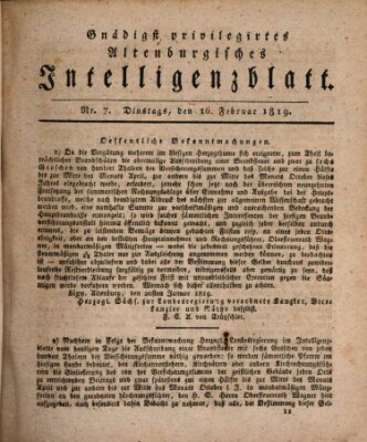 Gnädigst privilegirtes Altenburgisches Intelligenzblatt Dienstag 16. Februar 1819