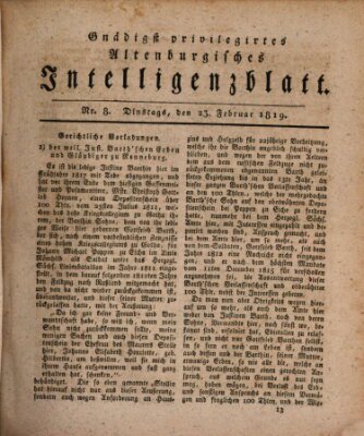 Gnädigst privilegirtes Altenburgisches Intelligenzblatt Dienstag 23. Februar 1819