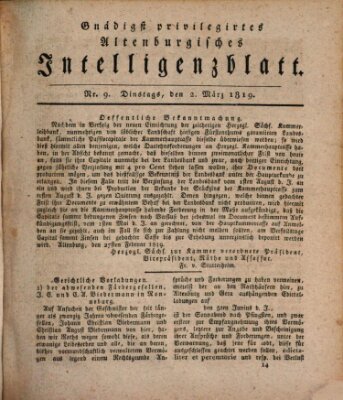 Gnädigst privilegirtes Altenburgisches Intelligenzblatt Dienstag 2. März 1819