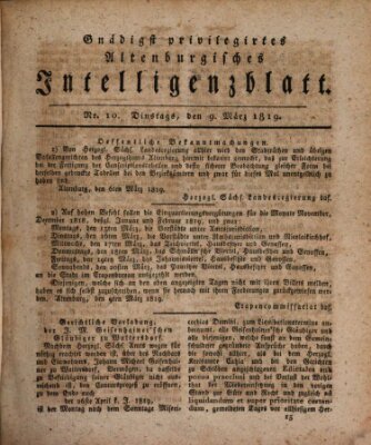 Gnädigst privilegirtes Altenburgisches Intelligenzblatt Dienstag 9. März 1819