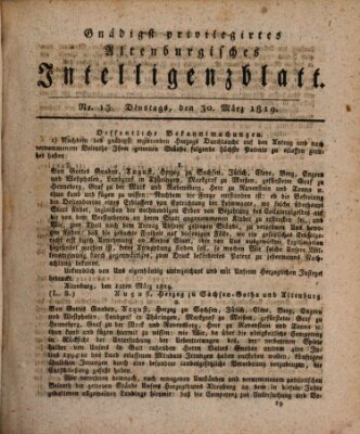 Gnädigst privilegirtes Altenburgisches Intelligenzblatt Dienstag 30. März 1819