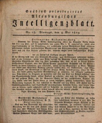 Gnädigst privilegirtes Altenburgisches Intelligenzblatt Dienstag 4. Mai 1819