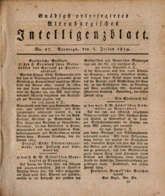 Gnädigst privilegirtes Altenburgisches Intelligenzblatt Dienstag 6. Juli 1819