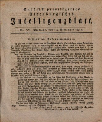 Gnädigst privilegirtes Altenburgisches Intelligenzblatt Dienstag 14. September 1819