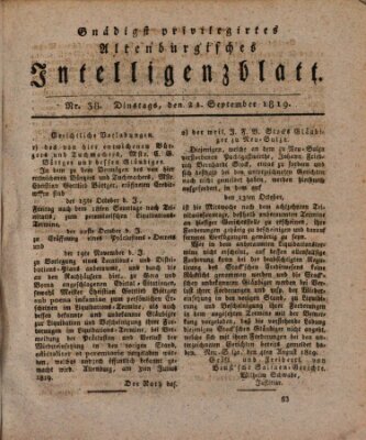 Gnädigst privilegirtes Altenburgisches Intelligenzblatt Dienstag 21. September 1819