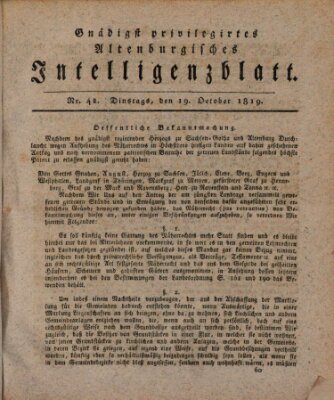 Gnädigst privilegirtes Altenburgisches Intelligenzblatt Dienstag 19. Oktober 1819