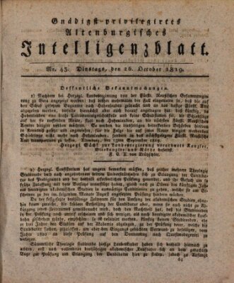 Gnädigst privilegirtes Altenburgisches Intelligenzblatt Dienstag 26. Oktober 1819