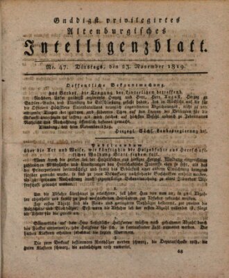 Gnädigst privilegirtes Altenburgisches Intelligenzblatt Dienstag 23. November 1819