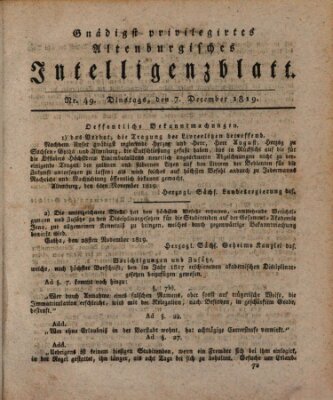 Gnädigst privilegirtes Altenburgisches Intelligenzblatt Dienstag 7. Dezember 1819