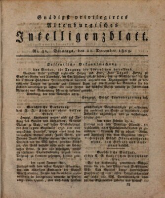 Gnädigst privilegirtes Altenburgisches Intelligenzblatt Dienstag 21. Dezember 1819