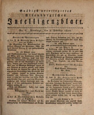 Gnädigst privilegirtes Altenburgisches Intelligenzblatt Dienstag 8. Februar 1820