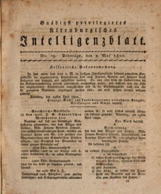 Gnädigst privilegirtes Altenburgisches Intelligenzblatt Dienstag 9. Mai 1820