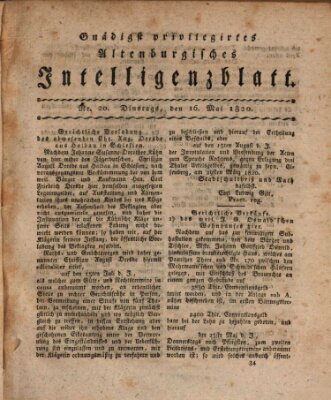 Gnädigst privilegirtes Altenburgisches Intelligenzblatt Dienstag 16. Mai 1820