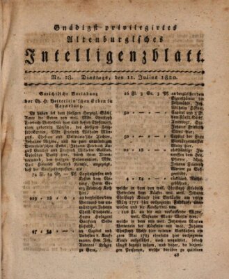 Gnädigst privilegirtes Altenburgisches Intelligenzblatt Dienstag 11. Juli 1820