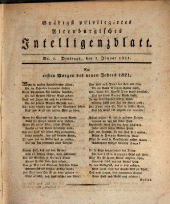 Gnädigst privilegirtes Altenburgisches Intelligenzblatt Dienstag 2. Januar 1821