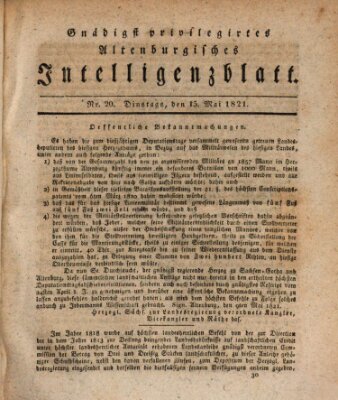 Gnädigst privilegirtes Altenburgisches Intelligenzblatt Dienstag 15. Mai 1821