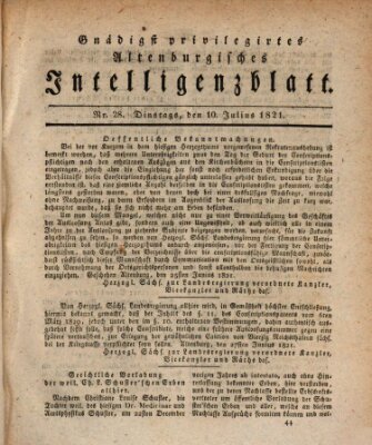 Gnädigst privilegirtes Altenburgisches Intelligenzblatt Dienstag 10. Juli 1821