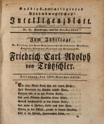 Gnädigst privilegirtes Altenburgisches Intelligenzblatt Dienstag 23. Oktober 1821