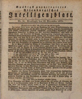 Gnädigst privilegirtes Altenburgisches Intelligenzblatt Dienstag 18. Dezember 1821