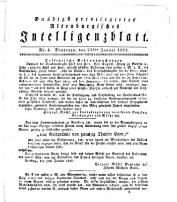 Gnädigst privilegirtes Altenburgisches Intelligenzblatt Dienstag 22. Januar 1822