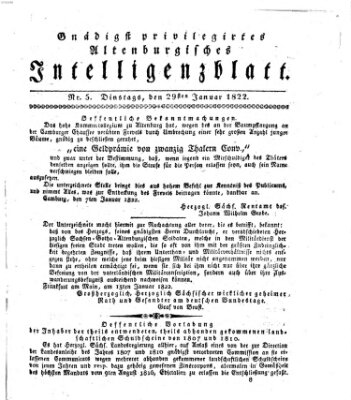 Gnädigst privilegirtes Altenburgisches Intelligenzblatt Dienstag 29. Januar 1822