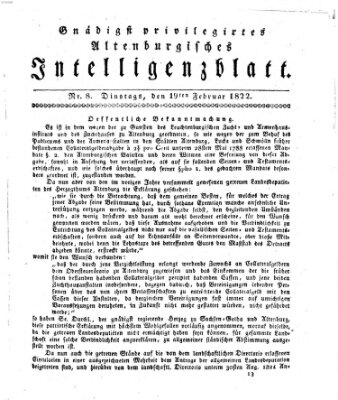 Gnädigst privilegirtes Altenburgisches Intelligenzblatt Dienstag 19. Februar 1822