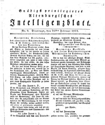 Gnädigst privilegirtes Altenburgisches Intelligenzblatt Dienstag 26. Februar 1822