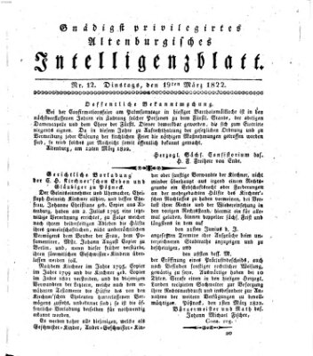 Gnädigst privilegirtes Altenburgisches Intelligenzblatt Dienstag 19. März 1822