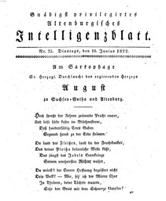 Gnädigst privilegirtes Altenburgisches Intelligenzblatt Dienstag 18. Juni 1822