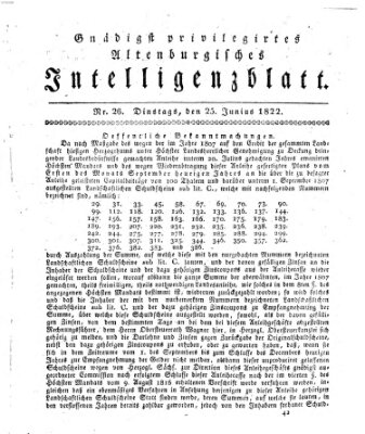 Gnädigst privilegirtes Altenburgisches Intelligenzblatt Dienstag 25. Juni 1822