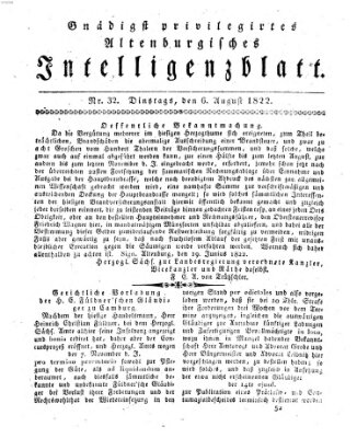 Gnädigst privilegirtes Altenburgisches Intelligenzblatt Dienstag 6. August 1822