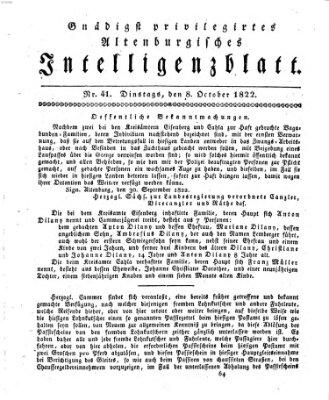 Gnädigst privilegirtes Altenburgisches Intelligenzblatt Dienstag 8. Oktober 1822